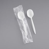 Choice Individually Wrapped Medium Weight White Polypropylene Plastic Soup Spoon - 1,000/Case