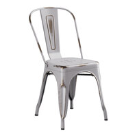 Lancaster Table & Seating Alloy Distressed Nickel Gray Outdoor Cafe Chair