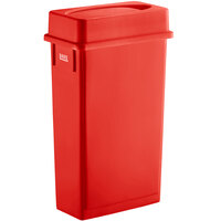 Lavex 23 Gallon Red Slim Rectangular Trash Can with Drop Shot Lid