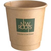 New Roots 8 oz. Smooth Double Wall Kraft Compostable Paper Hot Cup - 500/Case