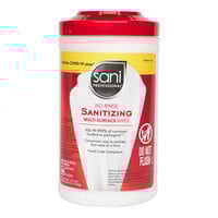 Sani Professional 7 3/4" x 9" 95 Count No-Rinse Sanitizing Multi-Surface Wipes - 6/Case